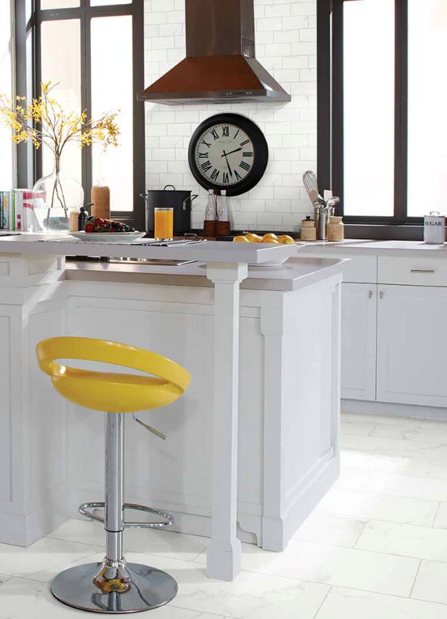 subway tile backsplash in a bright kitchen