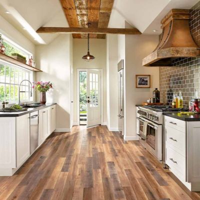 laminate flooring in a rustic kitchen